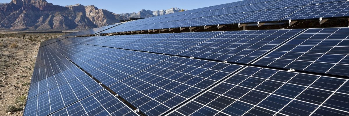 Mojave desert solar array at Red Rock Canyon National Conservation Area.